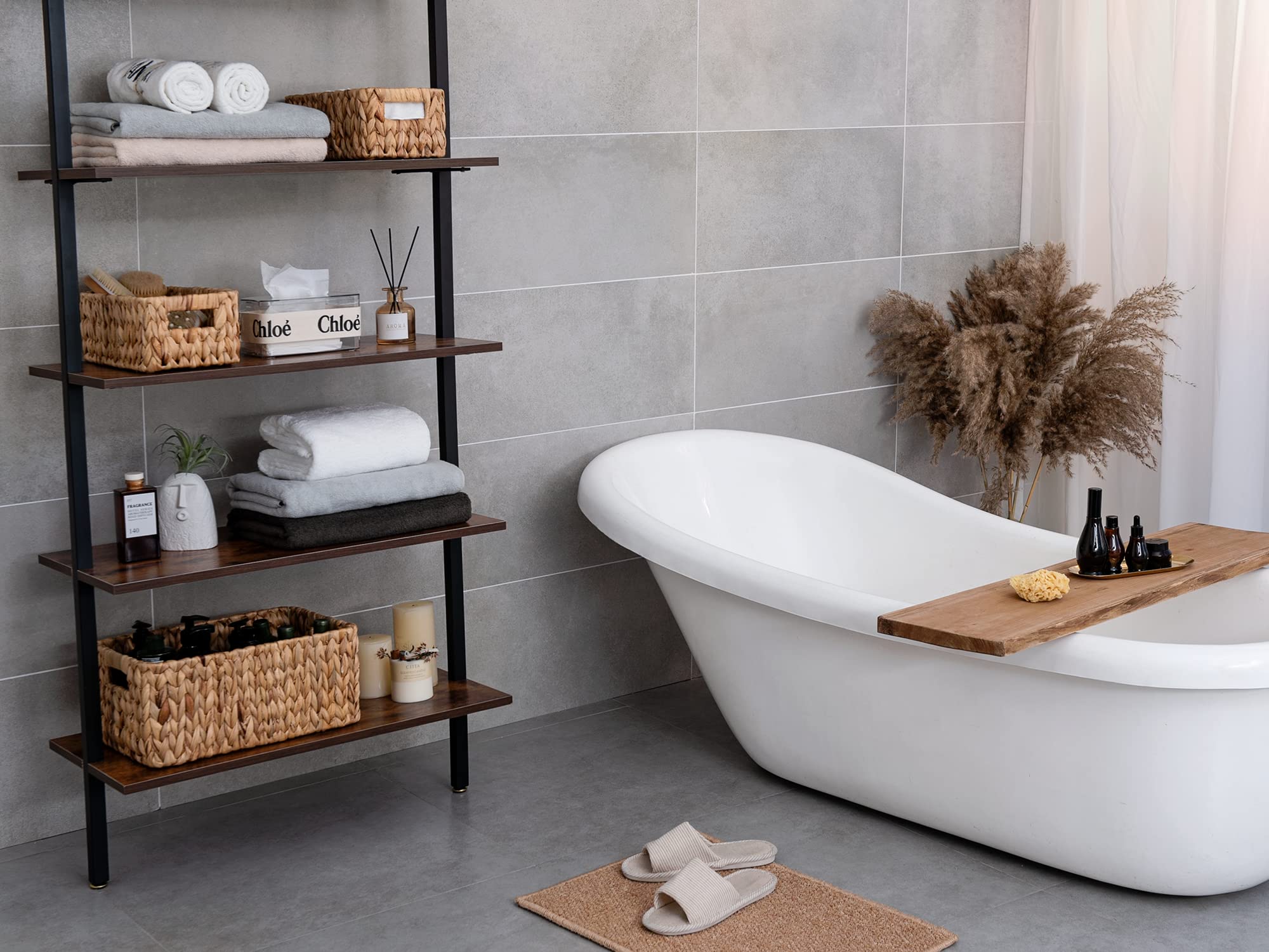 StorageWorks Water Hyacinth Storage Baskets  Square Wicker Baskets with Built-in Handles  Hand-Woven Baskets for Bedroom  Bathroom  Pantry  Shelves  Set of 3 (1PC Large  2PCS Medium)